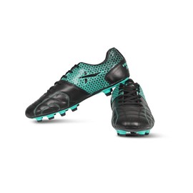 Vector X Breeze Football Shoes (Black/Sea Green, 4 UK/ 5 US / 38 EU) | Synthetic Leather | Moulded Insole | Minimal Water Absorption/Water Proof