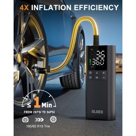 OLGEO Tire Inflator Portable Air Compressor, 170PSI Cordless Air Pump, 4X Faster Air Compressor with Pressure Detection, One Click Smart Tire Pump for Car, Motorcycle, Bicycle and Ball