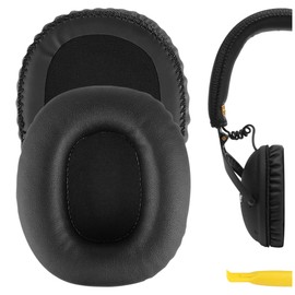 Geekria QuickFit Protein Leather Replacement Ear Pads for Marshall Monitor Headphones Ear Cushions, Headset Earpads, Ear Cups Repair Parts (Black)