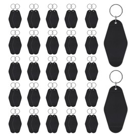PATIKIL Vintage Motel Keychain, 50 Pack Blank Hotel Keychains Rhombus Retro Key Tag for DIY Crafts Ornament Backpack Luggage Labels Tags, Black