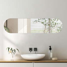 ROYUEXT 3 PCS Full Length Mirror Wall Mounted 16 x 12 Inch Arched Mirror Full Length for Wall Frameless Self Adhesive Glass Full Body Mirrors for Bathroom,Entryway,Living Room