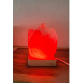 YZYOE USB Colour Gradient Himalayan Salt lamp,Solid Wood Based Atmosphere Decoration Natural Shape Salt lamp with Remote Control, Natural Crystal Stone Bedside Night Light, Handmade Crafts.