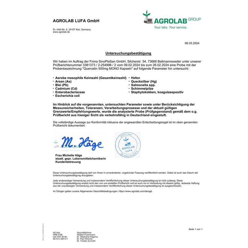 Quercetin 500 mg MONO Capsules without Additives - from Japanese