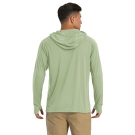 Long Sleeve Uv Protection Shirts Men with Hood Athletic Shirts Running Shirts Workout Shirts Sun Shirts Hiking Outdoor Light Green