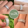 Wuziwen Sterling Silver Round and Baguette Eternity Ring Wedding Band
