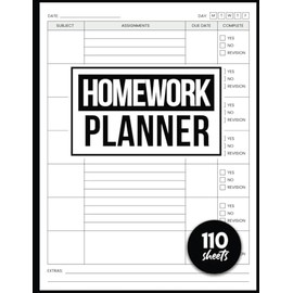 Homework Planner Notebook: Undated Daily Assignment Tracker For Kids, High School/ College / ADHD Students