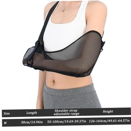 Mesh Arm Sling for Showering 15 Inch Breathable Arm Sling for Shoulder Injury with Adjustable Padded Strap Black Shoulder Immobilizer for Men Women Immobilizer