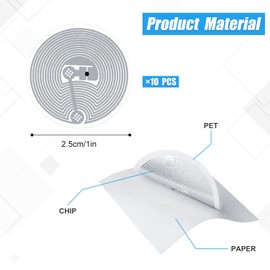 10pcs NFC Stickers, 1 Inch Ntag216 NFC Tag Stickers Round NFC Cards Programmable 888 Bytes Memory Ntag216 Tags Compatible with NFC-Enabled Phones & Devices