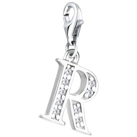 Pendant Charm Letter R Nena Lina in 925er Sterling Silver for Charm Bracelet, Necklace, Earring, Bracelet and Charm Carrier Many Popular
