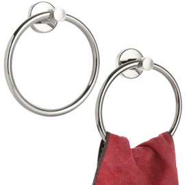 LOPYXBR Pack of 2 Towel Holder Ring Stainless Steel Towel Ring Silver Towel Holder Round Towel Holder Brushed Stainless Steel for Bathroom Living Room Kitchen