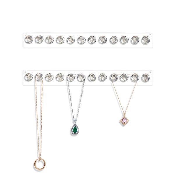 Mymazn 2 Pack Acrylic Necklaces Holder Hanging Jewelry Organizer Wall