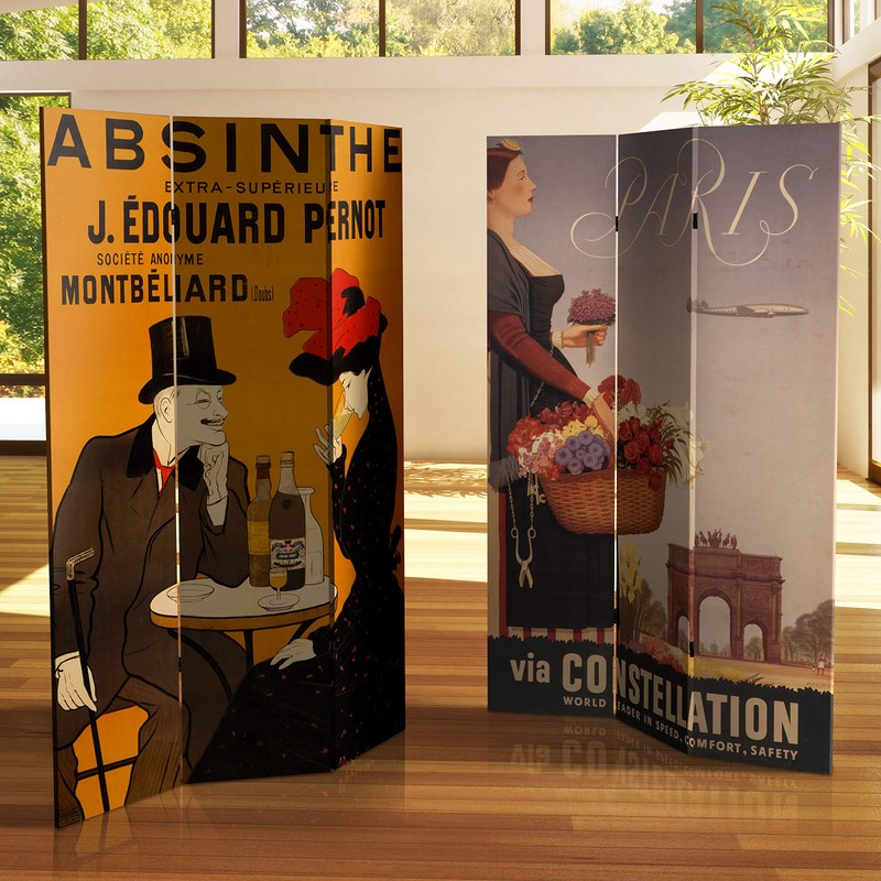 Oriental Furniture 6 ft. Tall Double Sided Absinthe Canvas Room