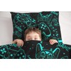 Sunnycitron Black Green Gamepad Gamer Comforter Set for Boys Gaming