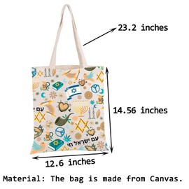 PWHAOO Jewish Tote Bag Am Yisrael Chai Tote Bag Israel Strong Tote Bag I Stand With Israel Gift Support Israel Gift, Am Yisrael Chai Tote