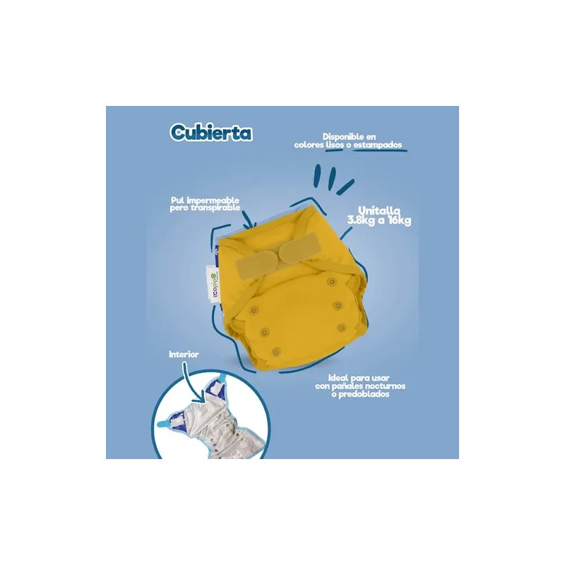 1 Pañal Predoblado Cubierta Impermeable Snappi Sujetador