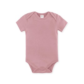 Colored Organics Unisex Newborn 100% Organic Cotton Bodysuit - Short Sleeve Infant One Piece - Baby Boy and Girl Clothing, Dusty Rose, 12-18 Months