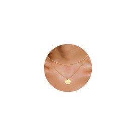 ZNBOH Gold Initial Necklaces for Women Layered Dainty Letter Coin Necklace for Women Trendy 14k Gold Plated Choker Name Pendant Cute Simple Stacking Charm Chain Jewelry Gift