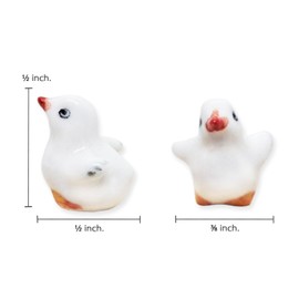 WitnyStore Tiny ½ Inch White Baby Chick Looking Up Figurine - Chicken Hen Chicks Ceramic Figurines Miniature Poultry Farm Animals Decorative Collectible Hand Made Painted Porcelain Clay Gift Souvenir