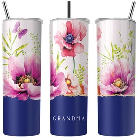 Nurforta Best Grandma Birthday Gifts, Mother's Day Christmas Day Gifts for Grandma from Grandson Granddaughter - Stainless Steel 20oz Grandma Tumblers Gifts