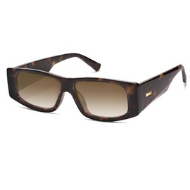 SOJOS Trendy Y2K Rectangle Polarized Sunglasses for Women Men Fashion Designer Rave Sunglasses SJ2228, Dark Tortoise/Brown