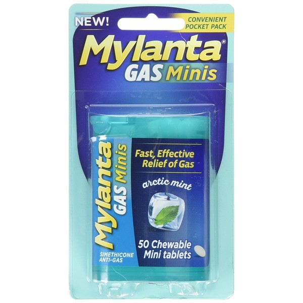 Mylanta Gas Mini Chewable Tabs, Arctic Mint, 50 Mini Tablets Per Bottle (5 Pack)