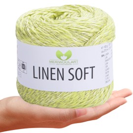 MeriWoolArt® Linen Soft Yarn - Premium Natural Yarn for Knitting & Crocheting, 100 g Linen Yarn Cotton Viscose Blend, Breathable, Soft & Environmentally Friendly, Ideal for Clothing, Clothes, DIY 7311