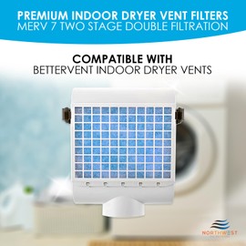 Dryer Filter Replacement - Compatible with Better Vent Indoor Dryer Vent Systems - Portable Indoor Dryer Filters - MERV 7 Double Filtration (12-Pack)