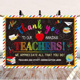 Thank You Teachers Backdrop 6x4FT Teacher Appreciation Week Party Decorations Happy Teachers Day Photography Background Thanks Teachers Classroom Wall Decor Photo Props