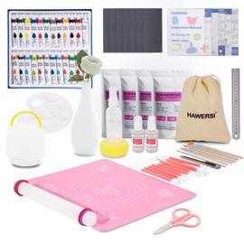 Air Dry Clay Kit for Adults,66 Pcs Beginners Pottery Kit,Craft Clay Kit Includes 4.4Lbs Air Dry Clay,Tools, Paints,Brushes,Gloss Varnish,Sand Papers,Non-stick Rolling Pin,Storage Bag,Christmas Gift