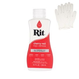 Rit Dye – Liquid Fabric Dye for Crafting, Clothing, and Décor – 8 oz. Bottle – Cherry Red (Gloves Included)