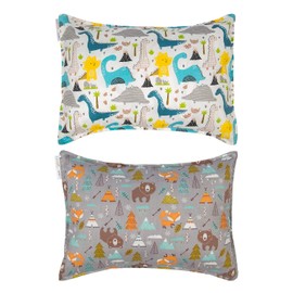 ALVABABY Toddler Pillowcases 2 Pack Organic Cotton Kids Pillow Cover Fit 13"x 18" or 14"x19" Envelope for Girl Boy Sleepy Travel