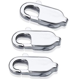 Materia #Z18 Lobster Clasp 925 Silver 8 mm for Bracelets Chains Jewellery Replacement Part Manufacturing Pack of 3, Sterling Silver, Without Stone