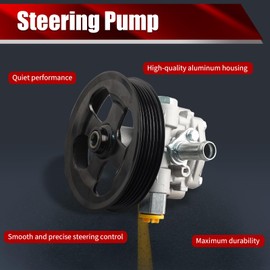 MACAX Power Steering Pump 5105048AB with Pulley Compatible with Dodge Caliber 2007-2012 Jeep Compass Patriot 2007-2017 1.8 2.0 2.4L L4 Replaces 20-2401 96-2401 990-0858 63137N