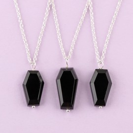 Thecraftman Natural Black Onyx Coffin Necklace, Gemstone Pendant Necklace, Genuine Gemstone, Birthstone, Gift for Her, Healing Stone, 18 Inch