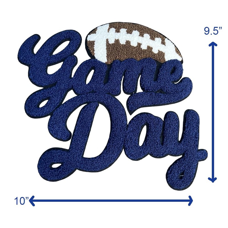 Generic Football Game Day Chenille Iron-On Patch - Navy Blue