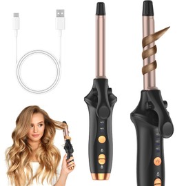 Cordless Curling Iron Mini Curling Iron, USB Rechargeable 4000 mAh 3 Temp Setting Travel Portable Hair Curler with 200 Million Negative Ion Cordless Hair Curler