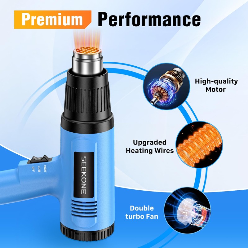 SEEKONE Heat Gun, 1800W Heavy Duty Hot Air Gun Kit