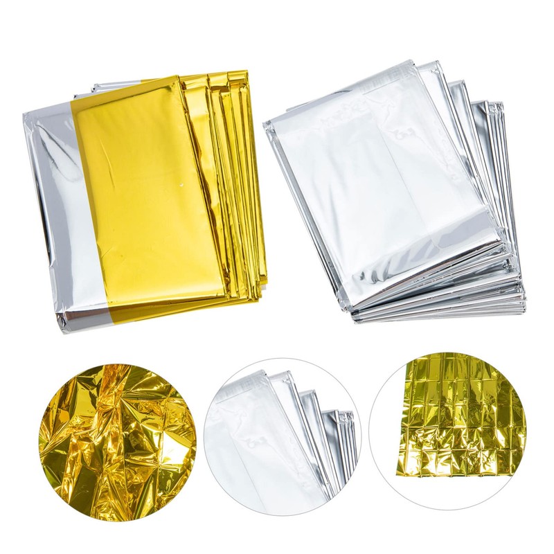 WOONEKY 6pcs Emergency Survival Blanket Lightweight Thermal Blankets for Camping