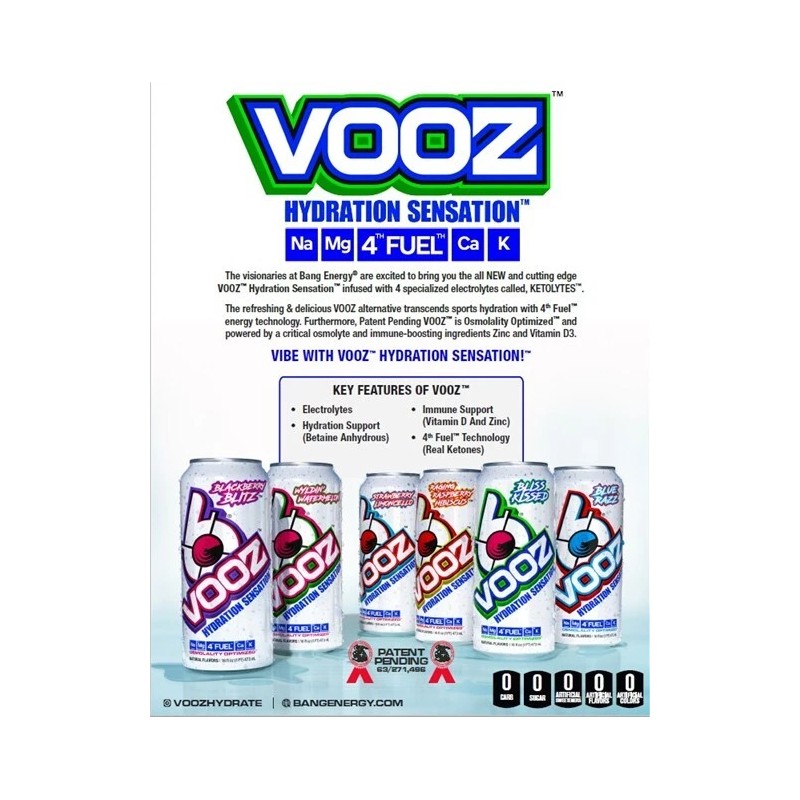 VPX - Bang VOOZ Hydration Drink - Ketolytes, Electrolytes -