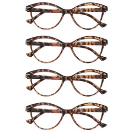 HEEYYOK Women Reading Glasses 4 Pack 1.25 Cateye Readers Glasses Reading Comfort Spring Hinge(4 Pack Color-C2, 1.25, x)