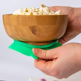 Tiny Dining Baby Dinner Set - Elephant - Green - 3pc - Divided Non-Slip Bamboo Self-Feeding Baby Weaning Plate, Bowl & Spoon for Babies, Toddlers, Children