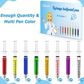 36Pcs Syringe Pens Bulk, Retractable Multi Color Novelty Pens, Black Ink Nurses Week Gifts, Fun Nurse Appreciation Gifts for Imaginary Doctor Play, School Supplies, and Nurse Accessories for Work