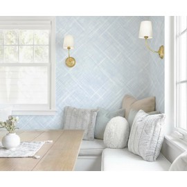 Blue Peel and Stick Wallpaper Modern Light Blue Wallpaper Boho Removable Contact Paper Waterproof Self-Adhesive Wallpapers for Bedroom Living Room Bathroom Decor Vinyl 17.3"x196.8"