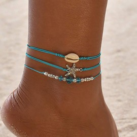 Zoestar Boho Starfish Anklet Foot Jewelry for Women Girls, Metal