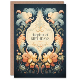Artery8 Birthday Greeting Card Elegant Floral Filigree Lily Flower For Her
