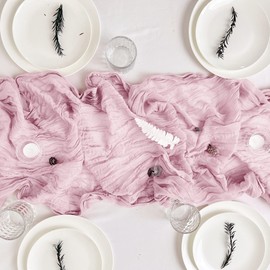 Time to Sparkle Cheesecloth Table Runner 90X400CM - Baby Pink