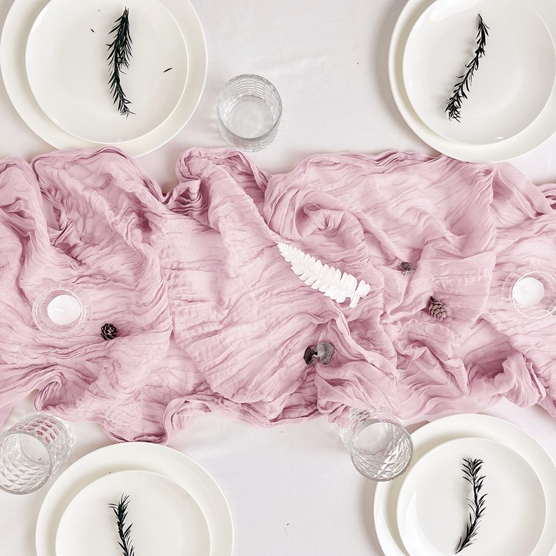 Time to Sparkle Cheesecloth Table Runner 90X400CM - Baby Pink