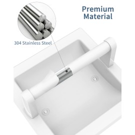 WZKALY White Recessed Toilet Paper Holder for Regular Rolls,White Pivoting Toilet Paper Holder Wall Mount Made of Metal, in Wall Toilet Paper Holder White, Bathroom Toilet Paper Wall Holder