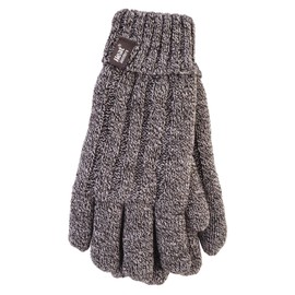 HEAT HOLDERS - Ladies Thermal Cable Knit 2.3 tog Heatweaver Gloves (M/L, Fawn)