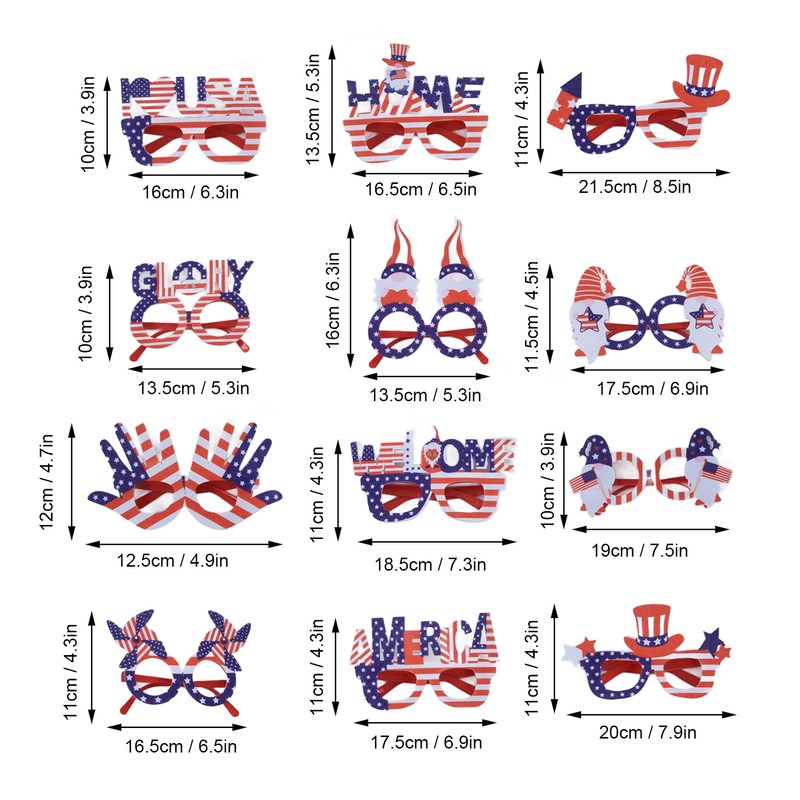 12pcs American Independence Day Glasses American Flag Holiday Glasses for
